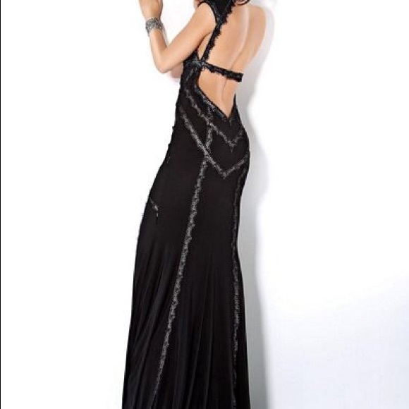 Jovani 9079 Plunging Neck Jersey Formal Dress - Picture 2 of 4